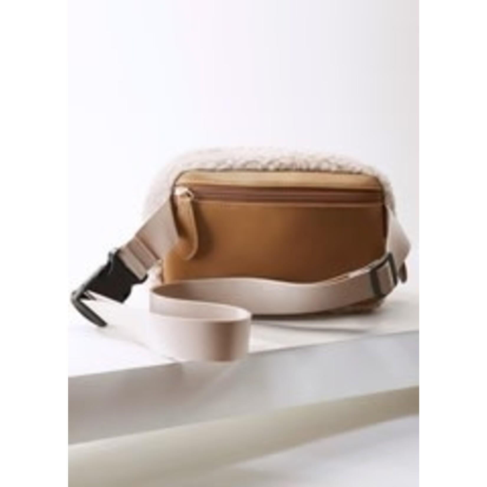 Soft Sherpa Belt Bag In Beige
