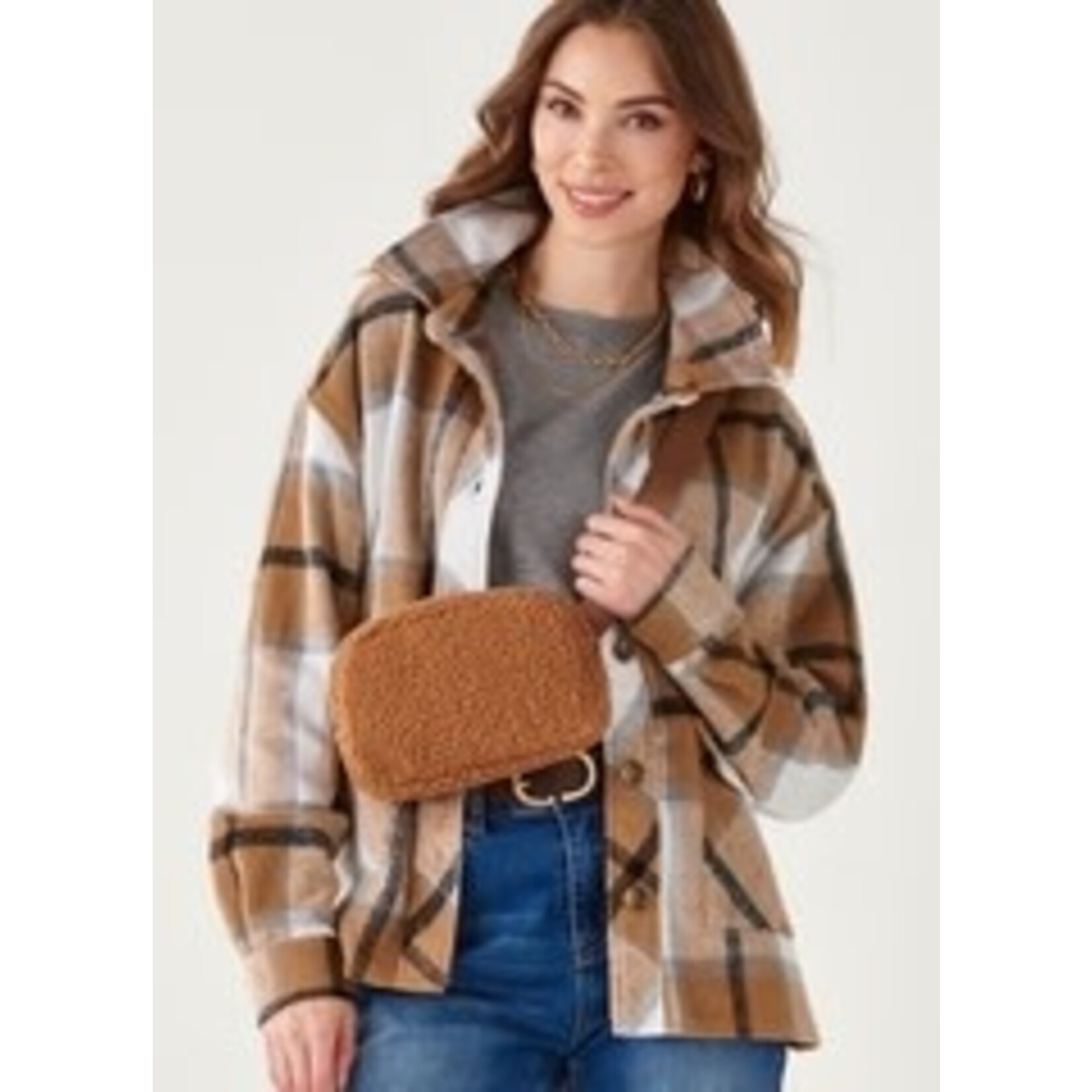 Soft Sherpa Belt Bag In Brown