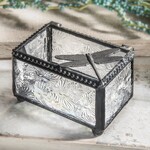 J Devlin Glass Clear Vintage Stained Glass Dragonfly Trinket Box