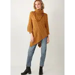 Cable RibTurtleneck Poncho in Saddle