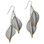 Sarah Cavender Metalworks Falling Birch Leaves Earrings - Silver with Celadon and Gold Tips