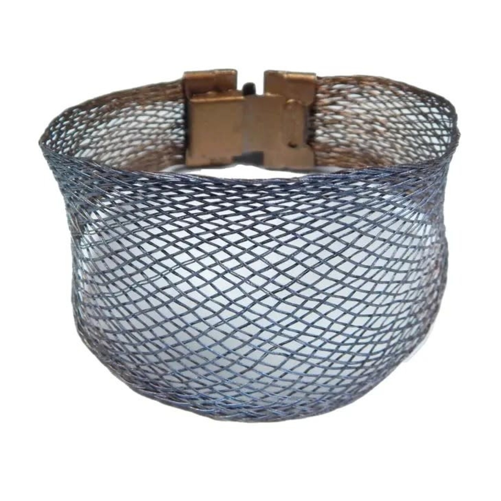 Sarah Cavender Metalworks Tapered Wire Ribbon Bracelet - Antique Brass with Pale Peacock