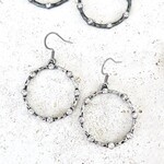 Crystal Hoop Earrings in Burnished Silver