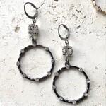 Crystal Hoop Bridal Earrings in Gunmetal