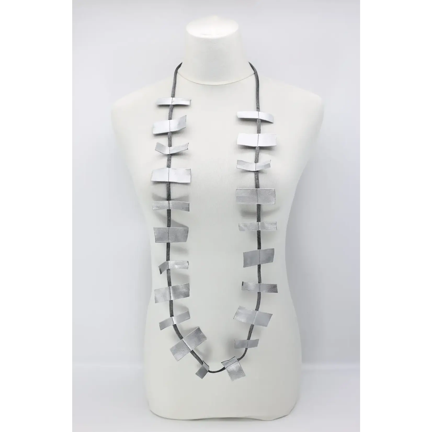 Jianhui London Recycled Leatherette Rectangles Necklace - Hand-Painted/Silver