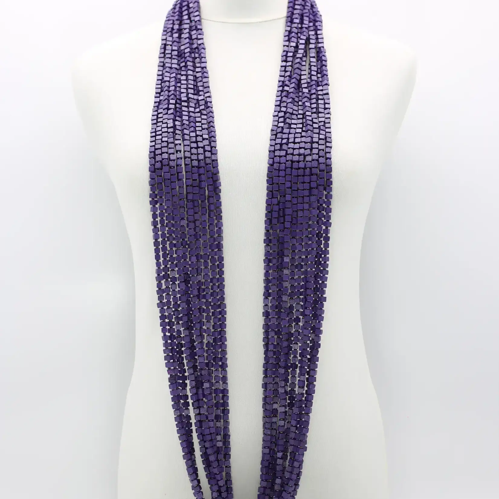 Jianhui London 10 Strand Pashmina Wood Beads Necklace - Purple
