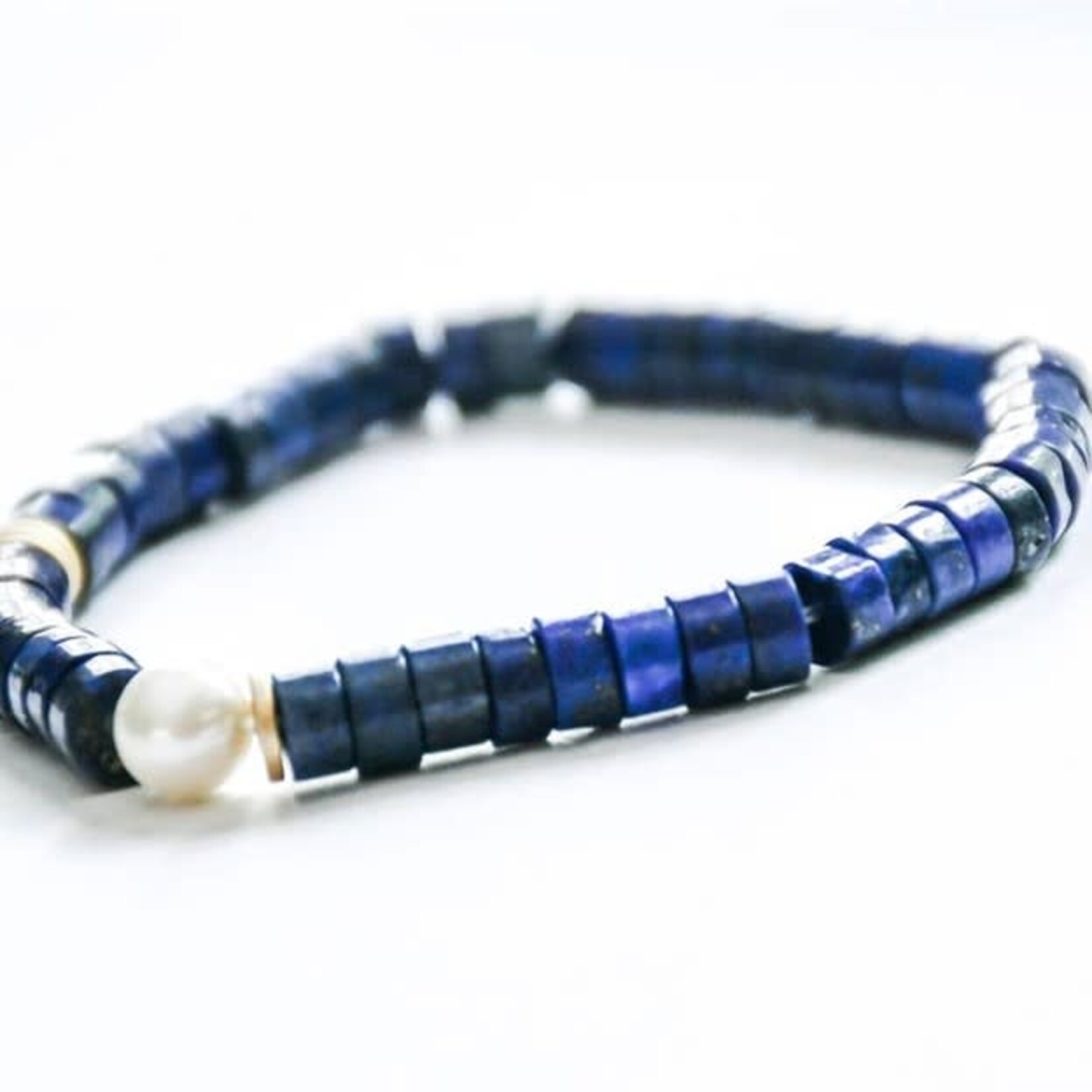 Sea Lily Lapis Colored Bracelet with Pearl