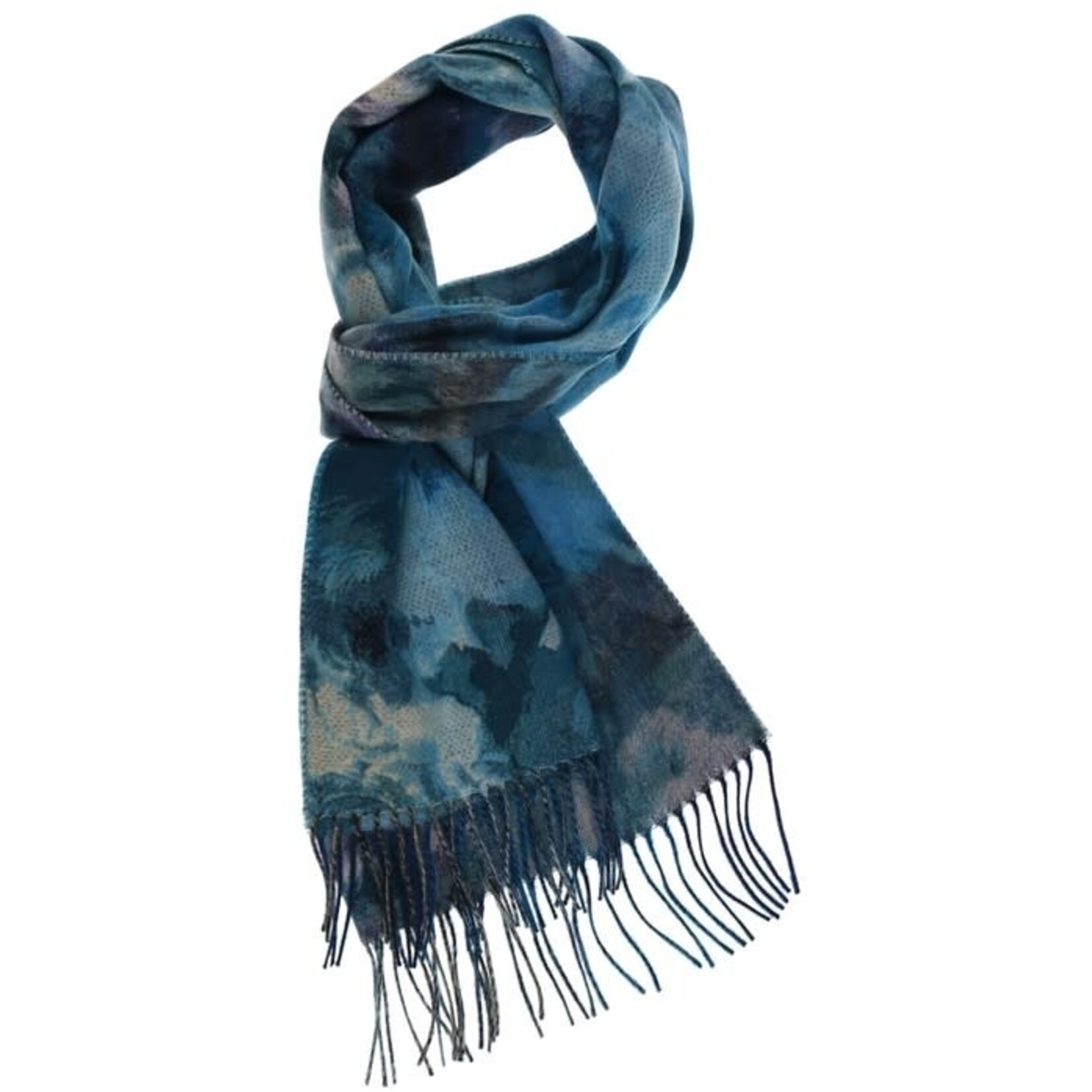 V. Fraas Painted Floral Cashmink® Scarf in Dark Petrol