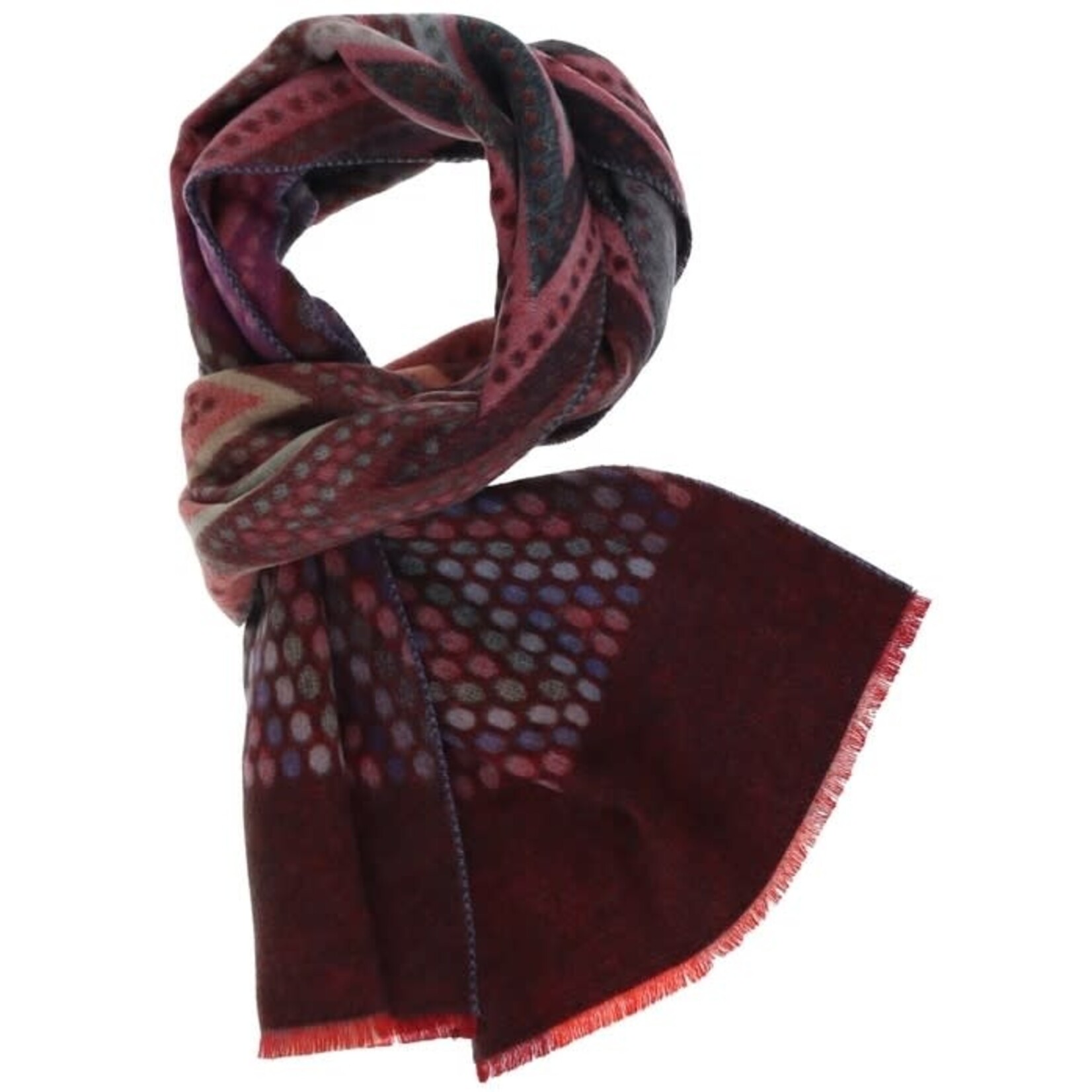 V. Fraas Zig Zag Dot Recycled Cotton Cashmink Scarf in Purple