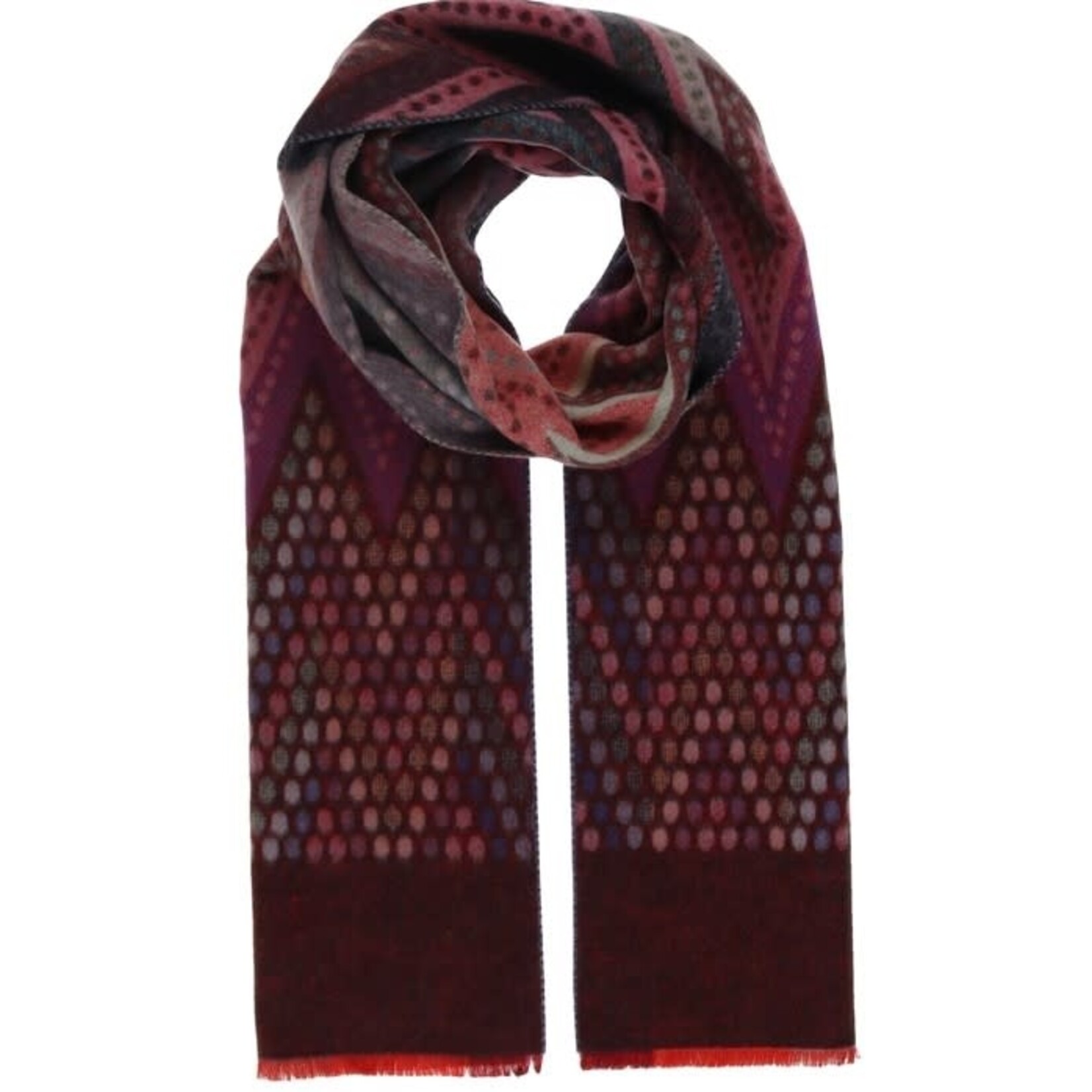 Zig Zag Dot Recycled Cotton Cashmink Scarf in Purple