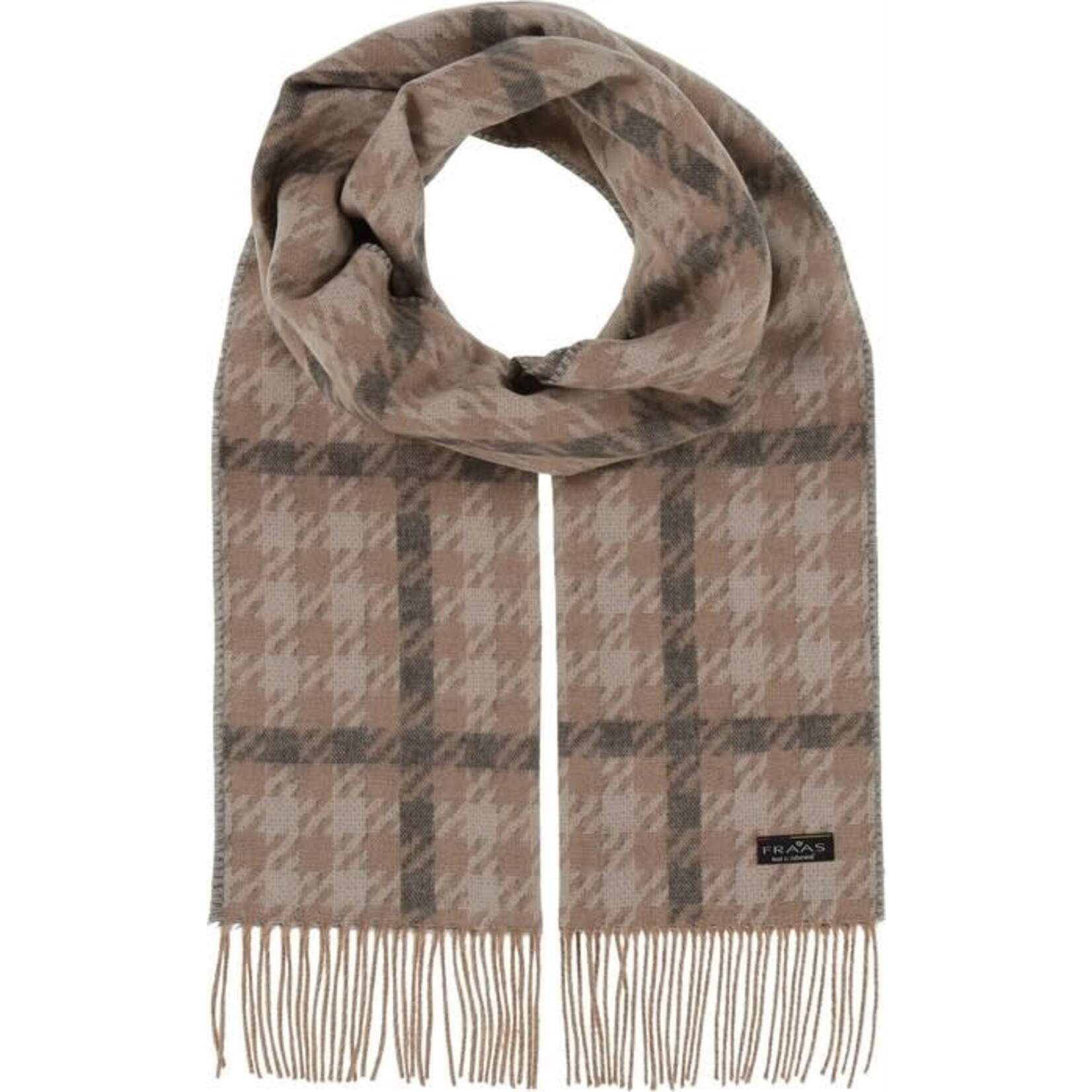 V. Fraas Houndstooth Check Cashmink® Scarf in Beige