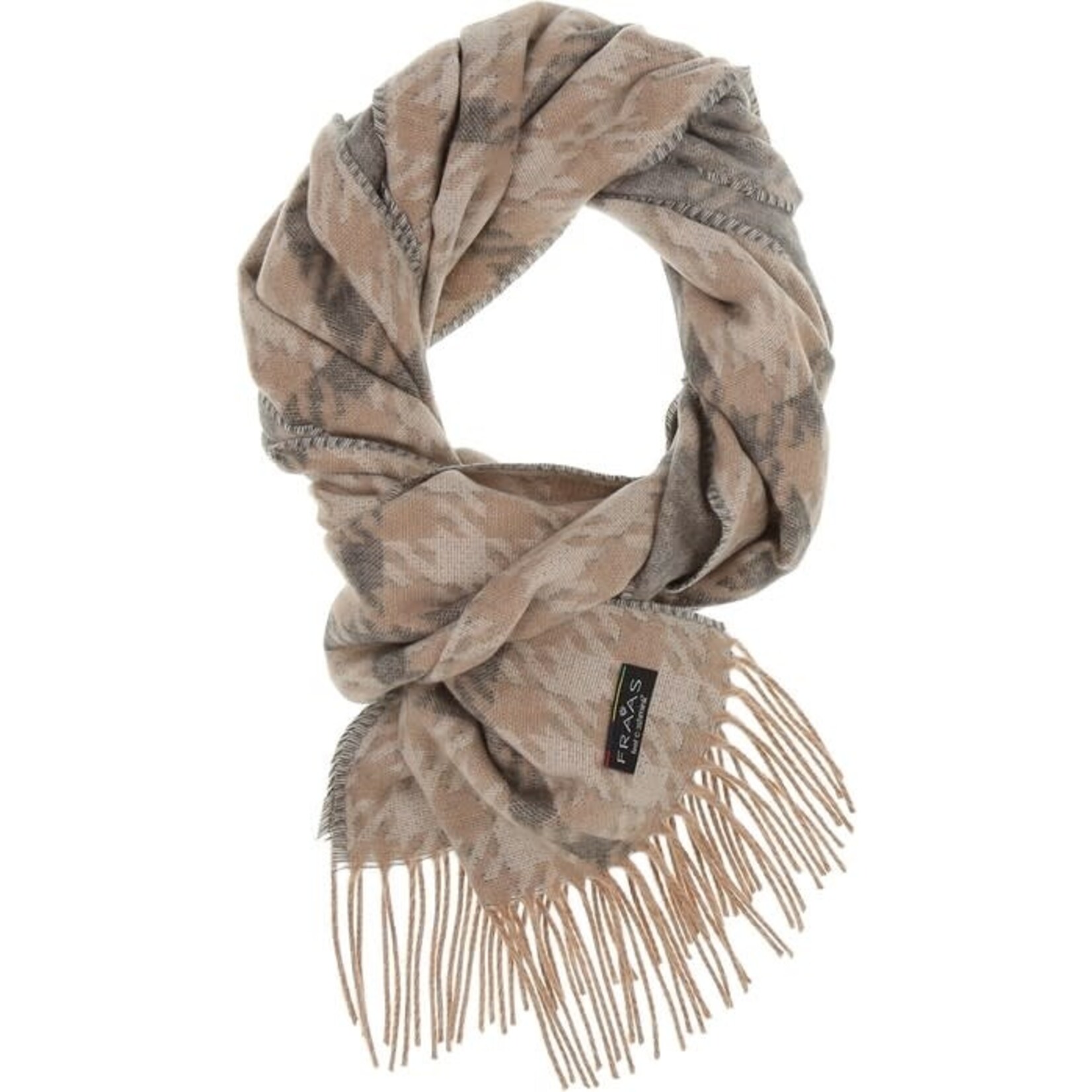 V. Fraas Houndstooth Check Cashmink® Scarf in Beige