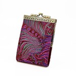 Cathayana Brocade Peacock Card Holder w/ RFID in Purple and Fuchsia