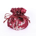 Cathayana Cherry Blossom Brocade Jewelry Pouch in Deep Red