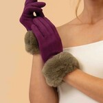 Powder Bettina Mix Faux Suede Gloves in Damson/Olive