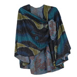 Cashmere Shawl w/ Pull Thru Shoulder Tab-Blue/Black/Olive