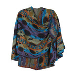 Cashmere Shawl w/ Pull Thru Shoulder Tab-Floral Stripe