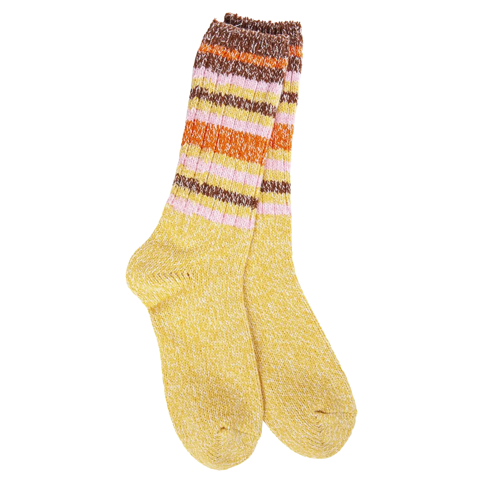 World's Softest Weekend Ragg Crew Socks - Honey Stripe