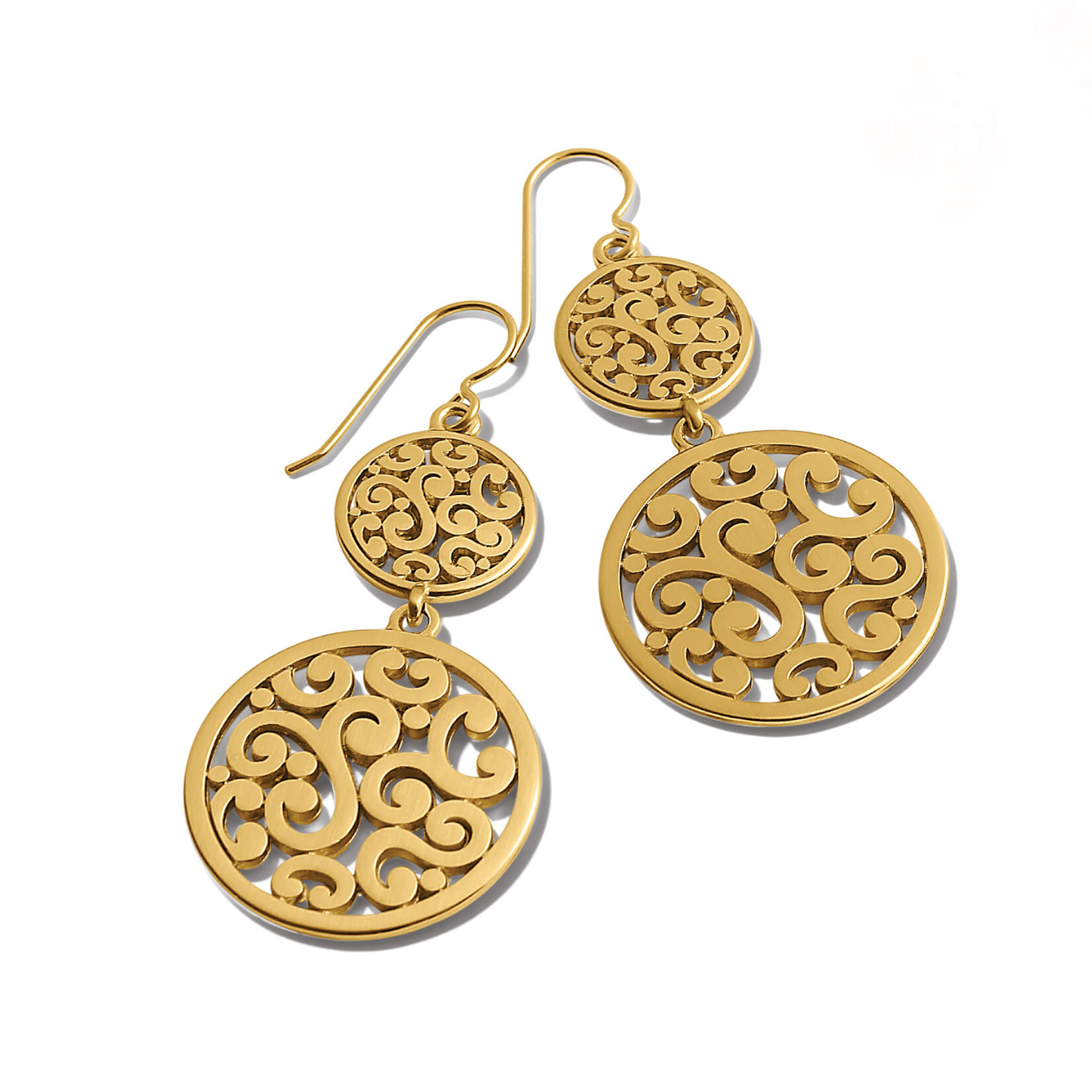 Brighton Contempo Medallion Gold Duo French Wire Earrings