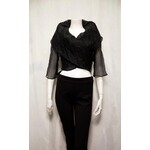 Samuel Dong Bolero Crinkle Top in Sparkly Black