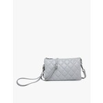 Jen & Co Riley Quilted Vegan Leather Double-Sided Crossbody/Wristlet- Grey