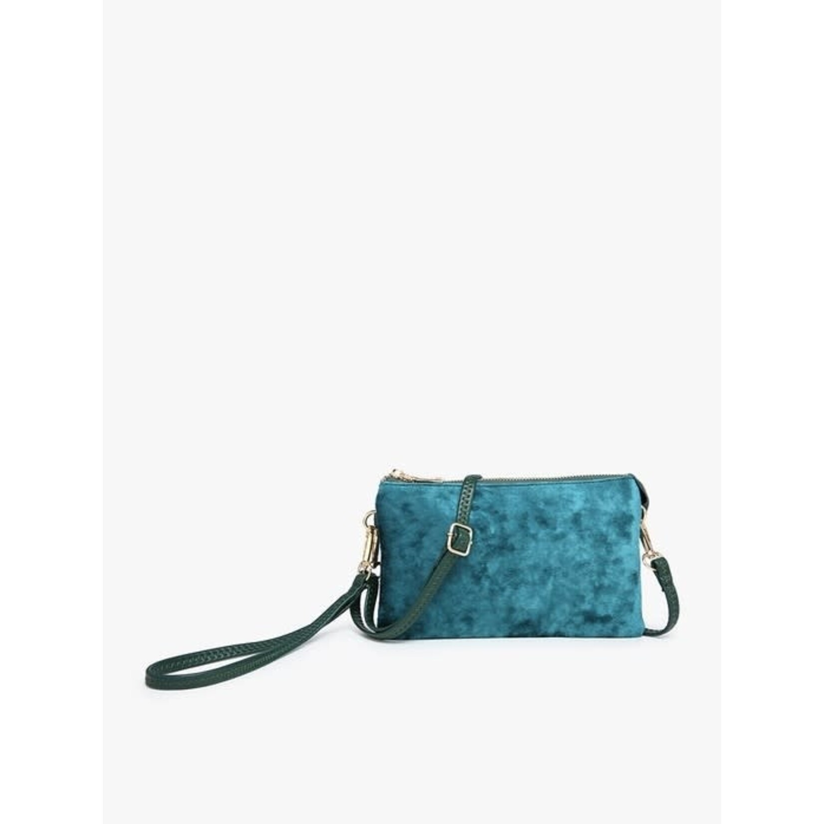 Jen & Co DNR Riley Velvet Double-Sided Crossbody/Wristlet- Green