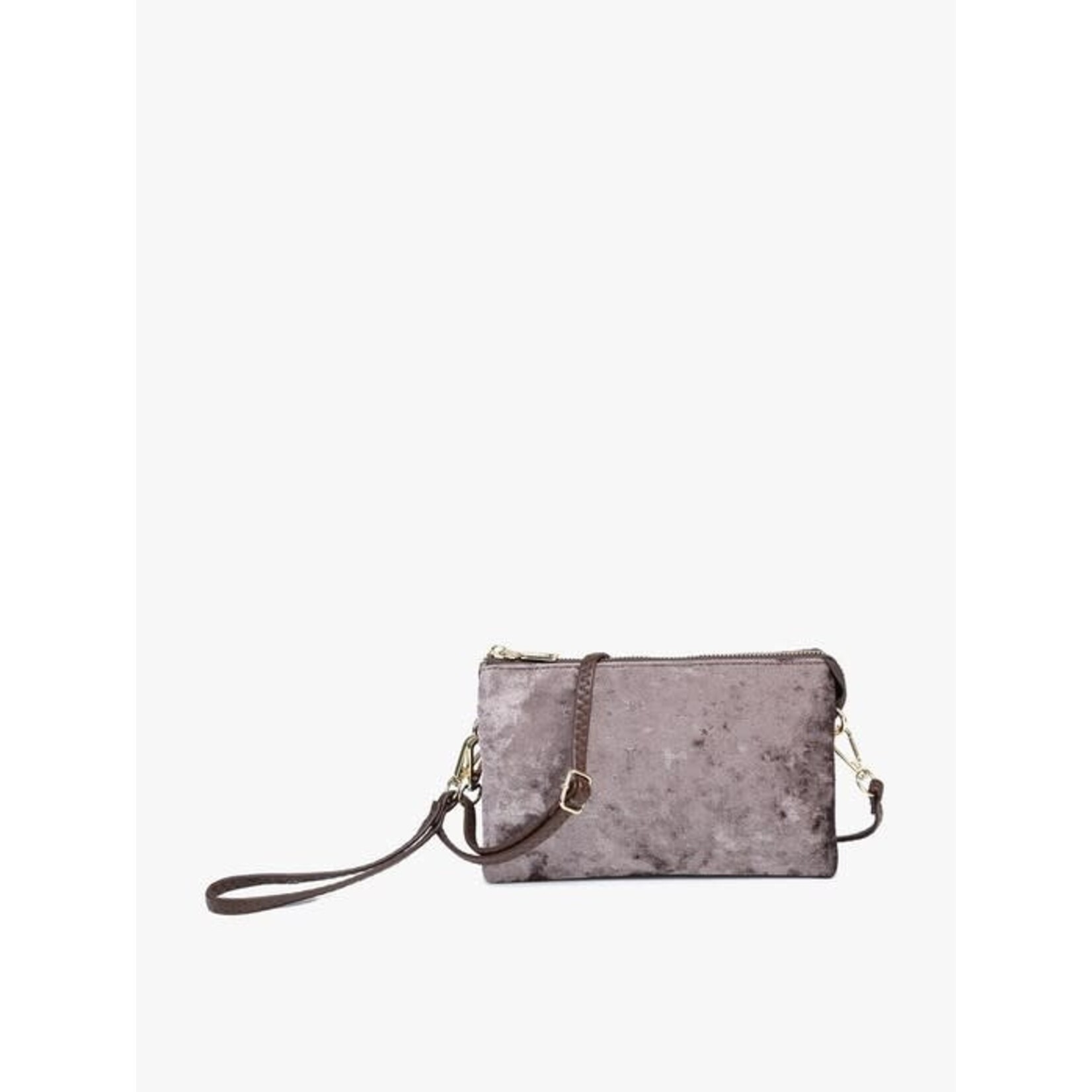 Jen & Co DNR Riley Velvet Double-Sided Crossbody/Wristlet- Grey