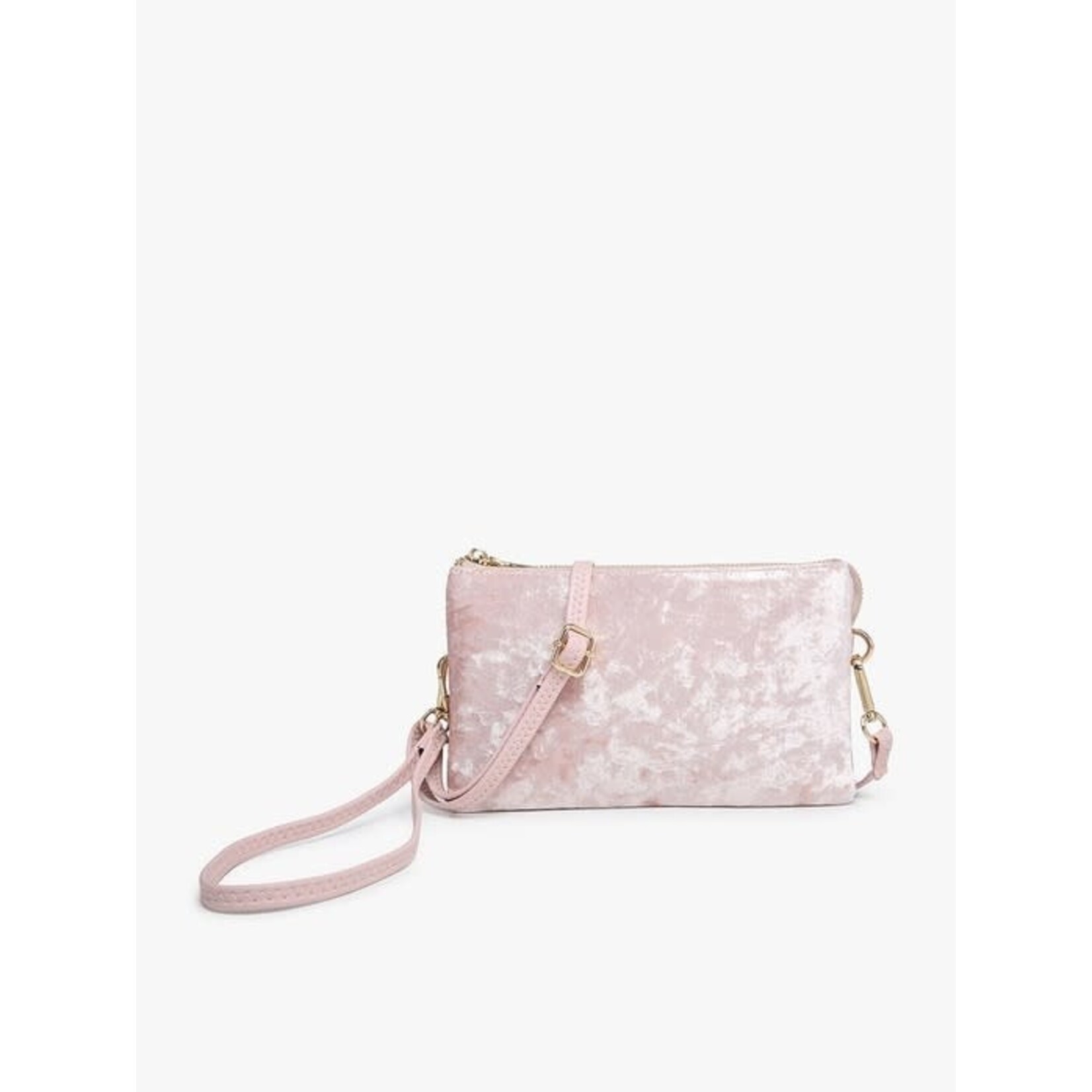 Jen & Co DNR Riley Velvet Double-Sided Crossbody/Wristlet- Pink