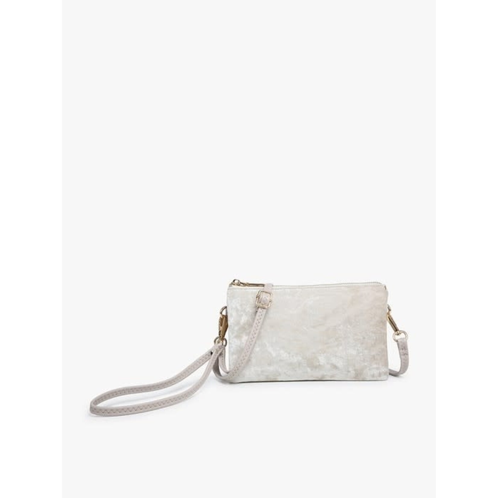 Jen & Co DNR Riley Velvet Double-Sided Crossbody/Wristlet- White