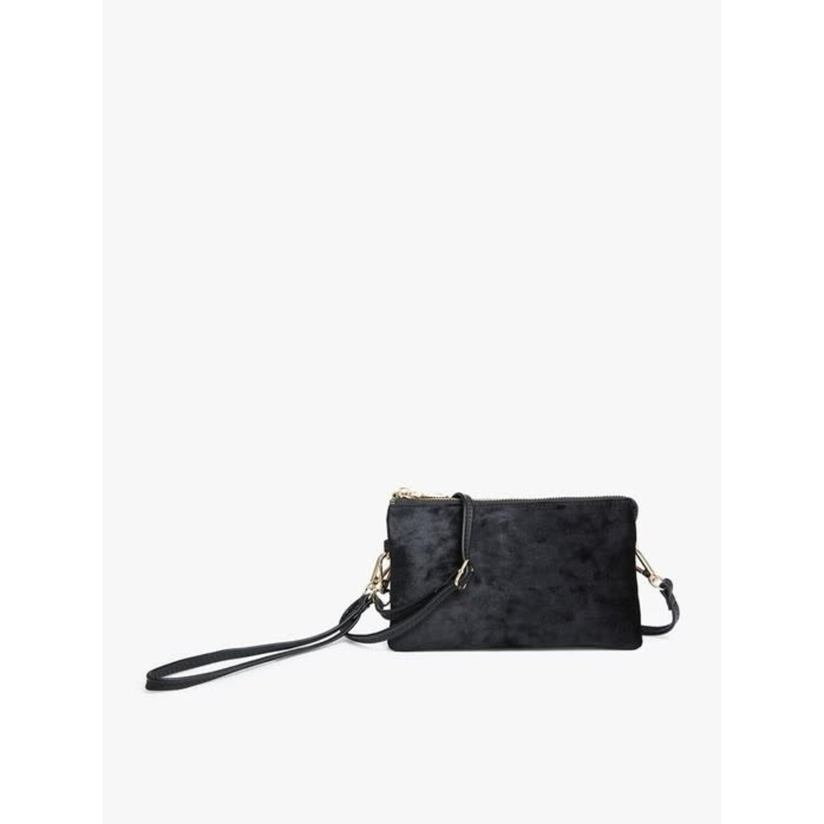 Jen & Co DNR Riley Velvet Double-Sided Crossbody/Wristlet- Black