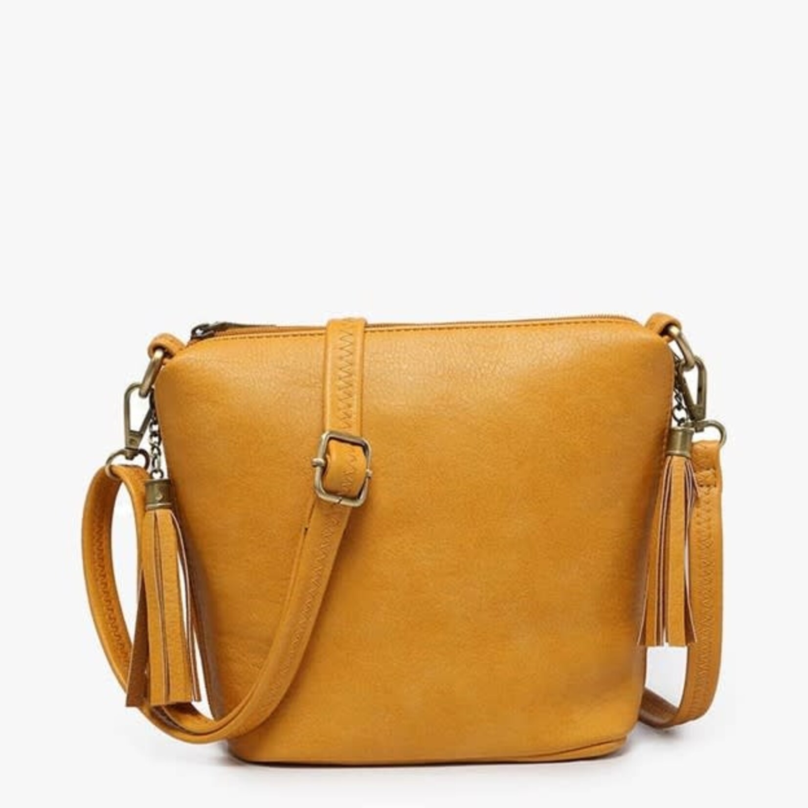 Jen & Co Dylan Crossbody with 2 Side Tassel Zipper- Mustard