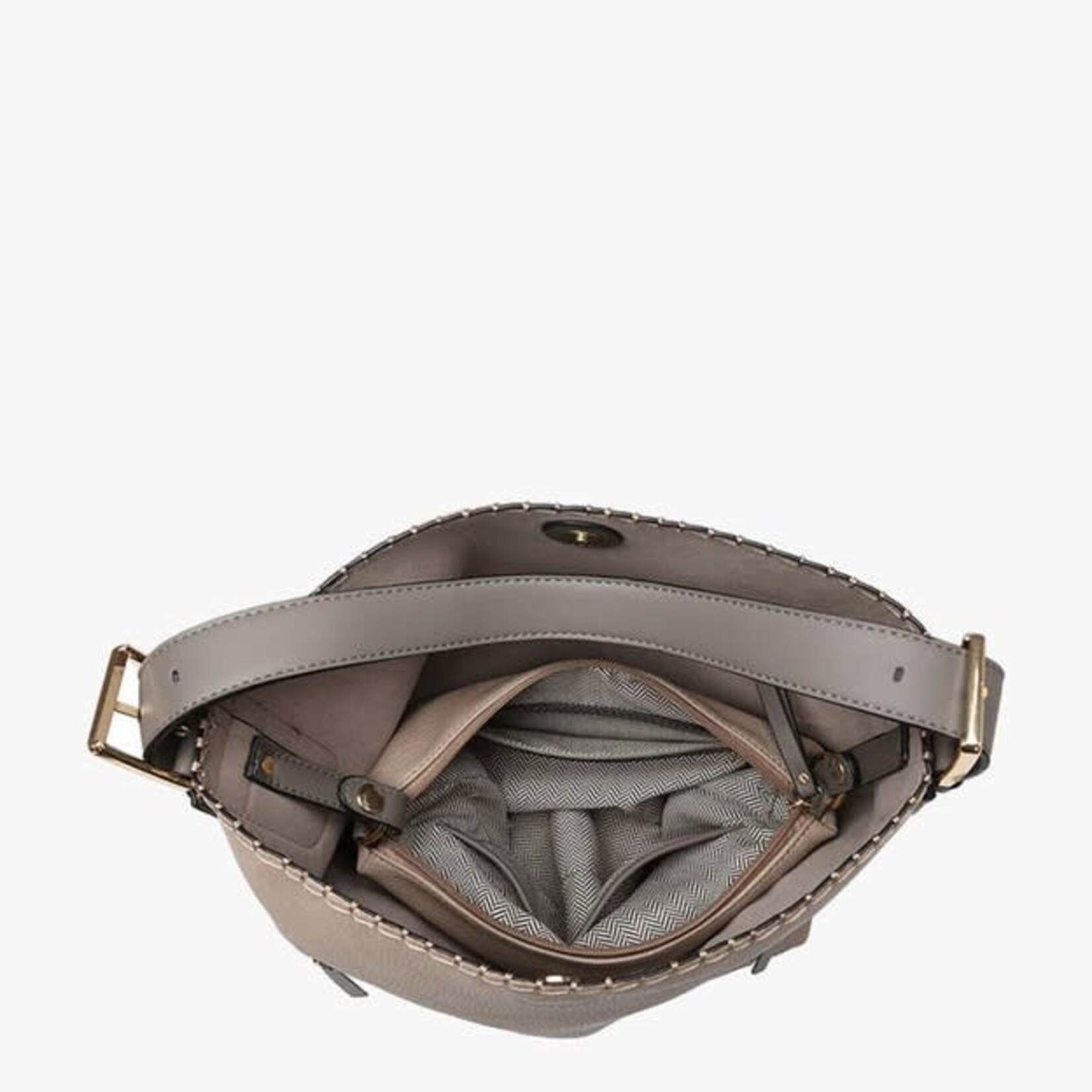 Jen & Co Alexa 2-in-1  Hobo Bag in a Bag with Dual Zip Compartments- Fog Grey