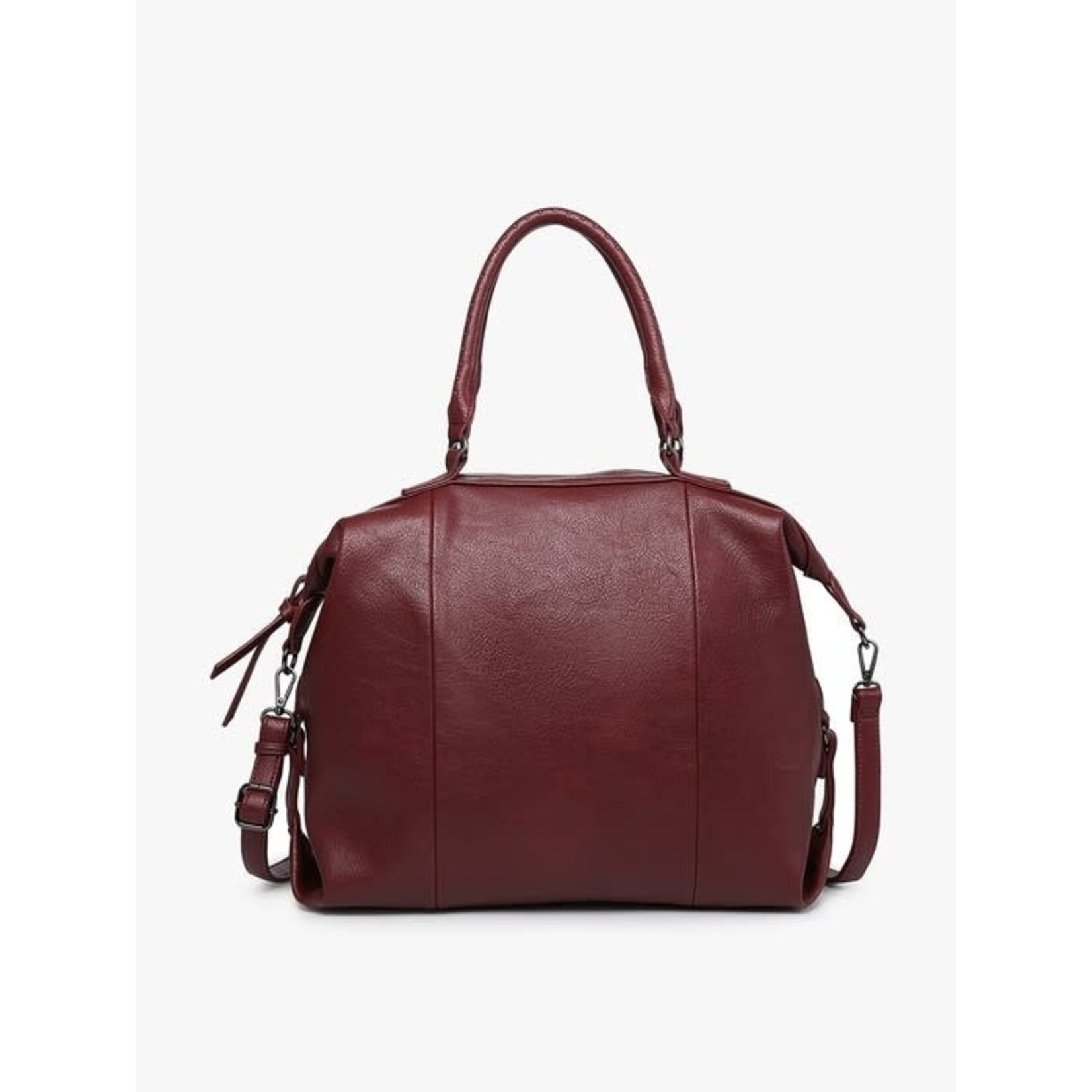Jen & Co Indy Rustic Dual Handle Tote w/ Strap- Burgundy