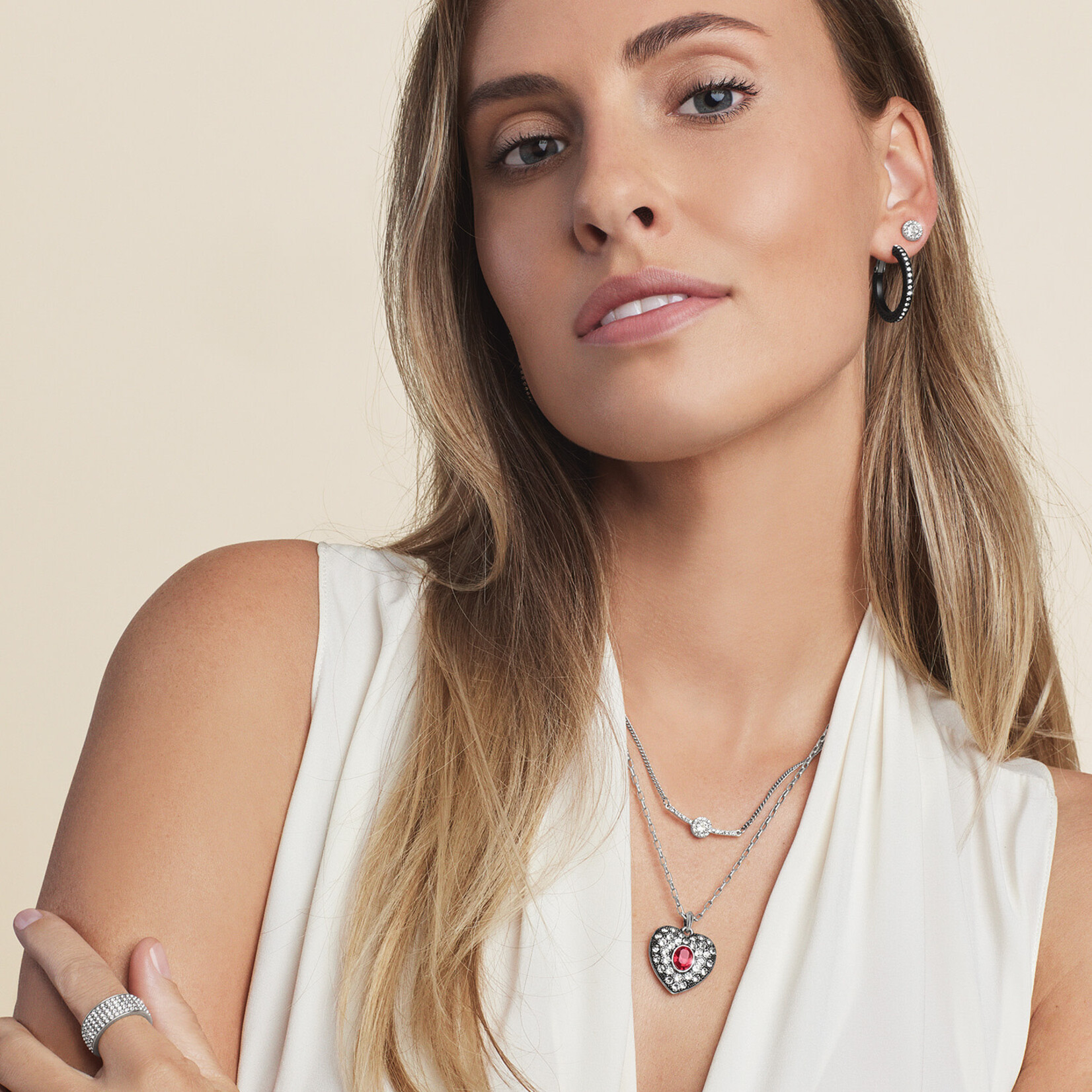 Brighton Adela Heart Mini Necklace - Silver-Red