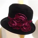 Peak & Brim Hats Verity Black Burgundy Cloche Style 1920s Fall & Winter Hat