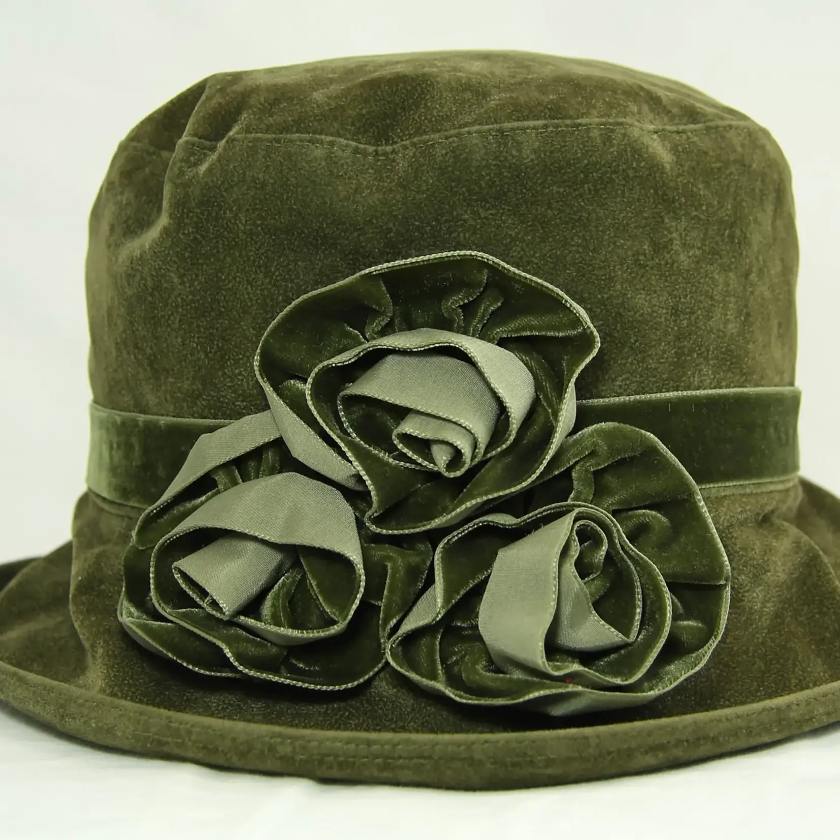 Peak & Brim Hats Verity Olive/Olive Cloche Style 1920s Hat