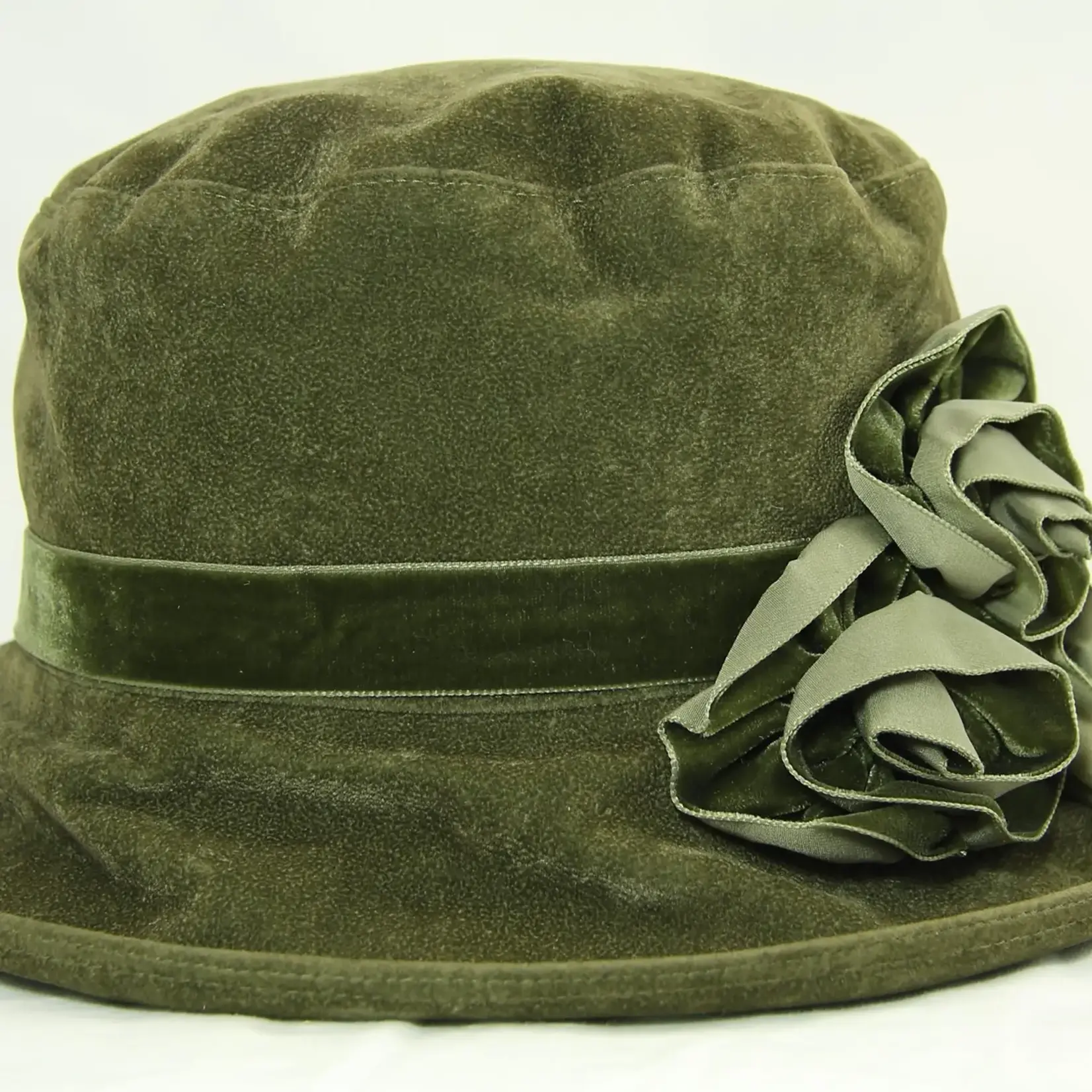 Peak & Brim Hats Verity Olive/Olive Cloche Style 1920s Hat