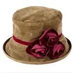 Peak & Brim Hats Verity Olive/Burgundy Cloche Style 1920s Hat
