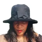 Peak & Brim Hats Zara Black Waxed Rain Hat, Trim & Bow