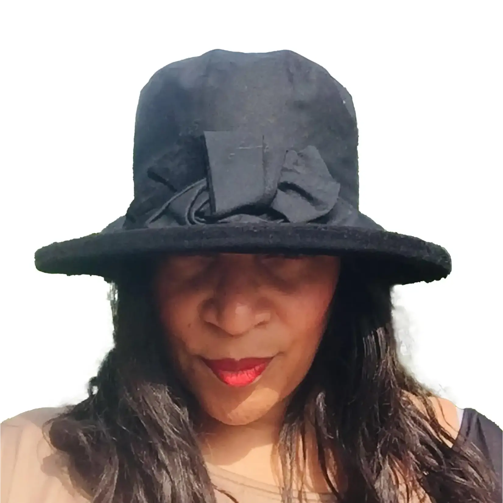 Peak & Brim Hats Zara Black Waxed Rain Hat, Trim & Bow