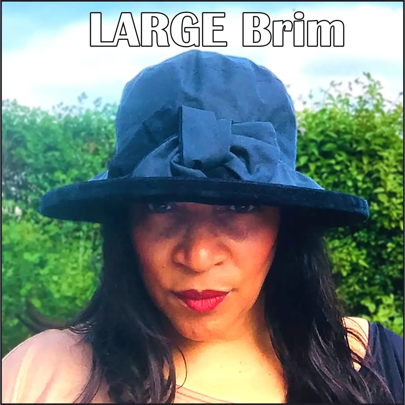 Peak & Brim Hats Zara Navy Waxed Rain Hat, Trim & Bow