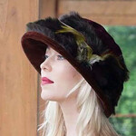 Peak & Brim Hats Monique Brown Winter Event Wedding Hat, Faux Fur & Feathers