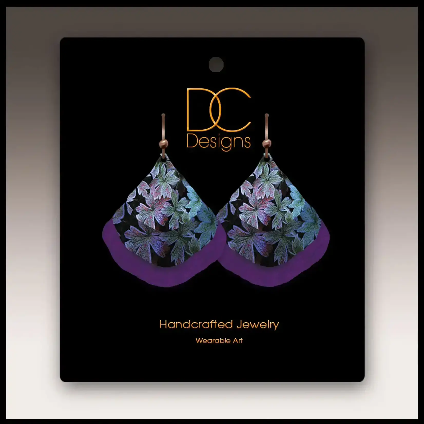 Illustrated Light Double Pear Shaped Giclee’ Discs Over Solid/Purple