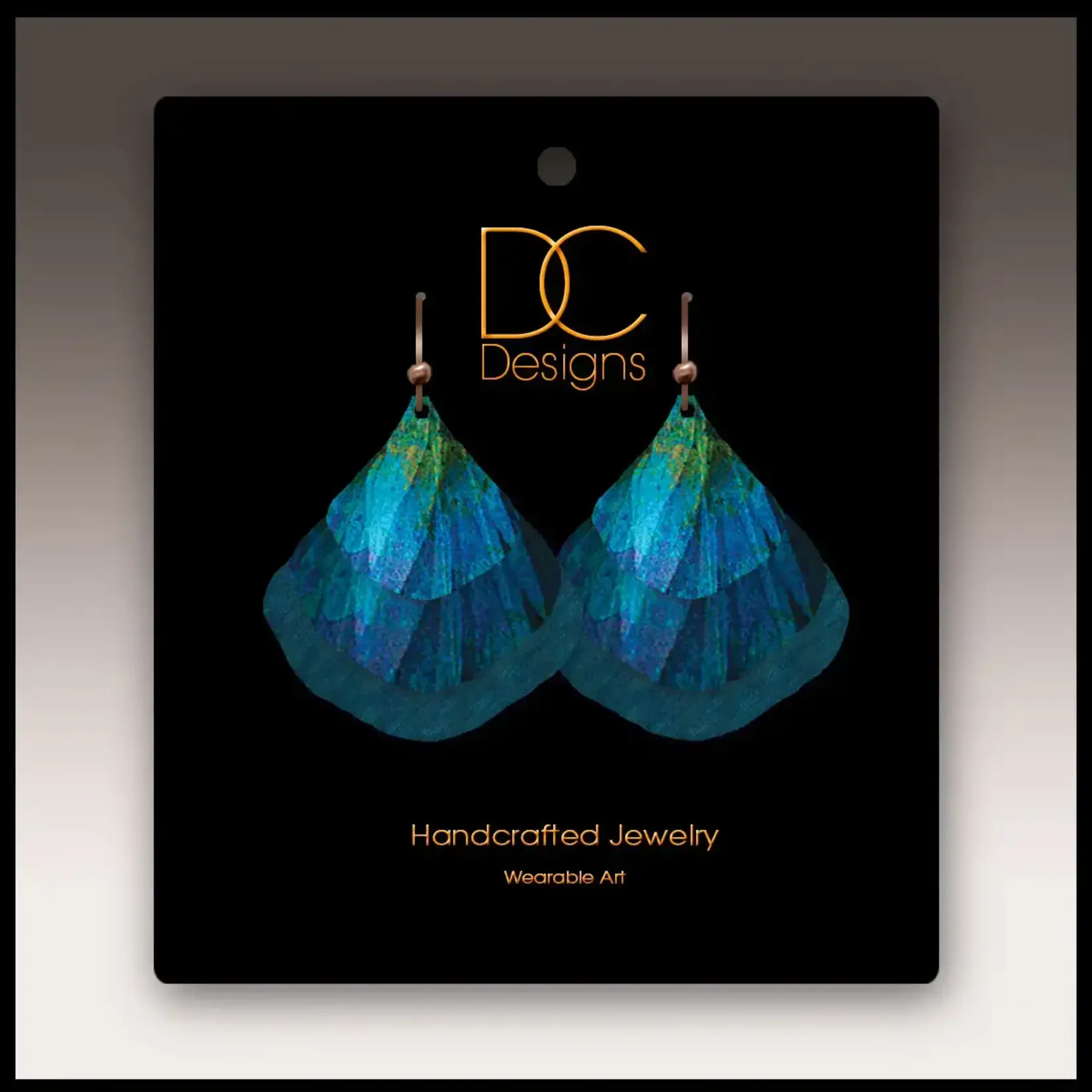 Illustrated Light Double Pear Shaped Giclee Discs Over Solid/Teal