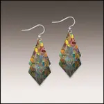 Illustrated Light Forest Foliage Dangle Stack Handmade Earrings