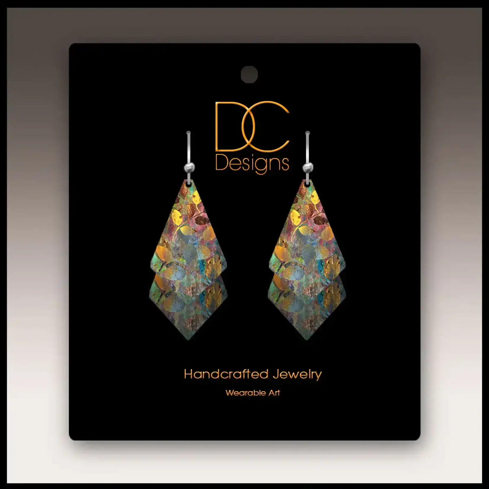Illustrated Light Forest Foliage Dangle Stack Handmade Earrings