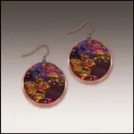 Illustrated Light Round Copper & Giclee’ Earrings in Autumn Floral