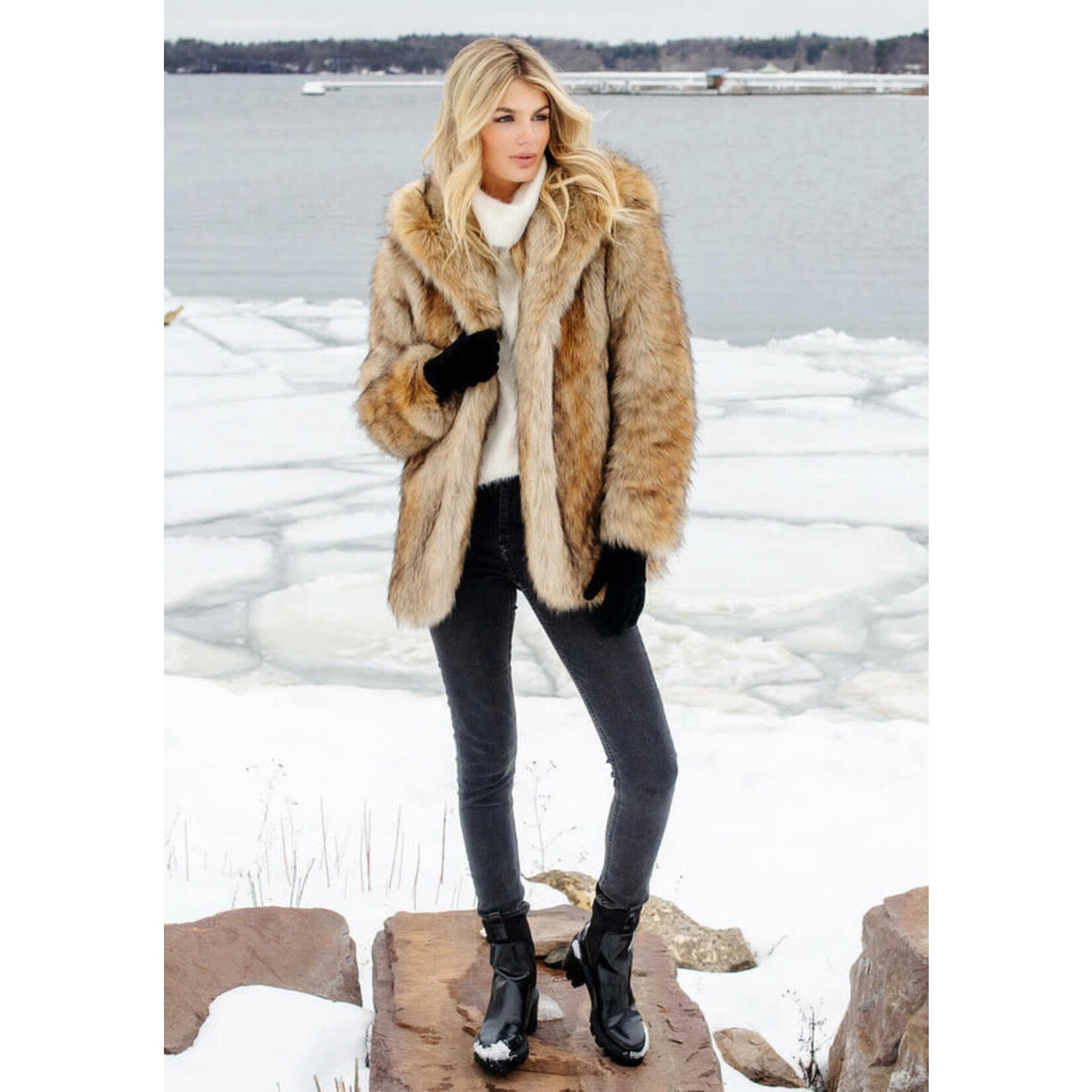 Coyote Faux Fur Hooded Coat