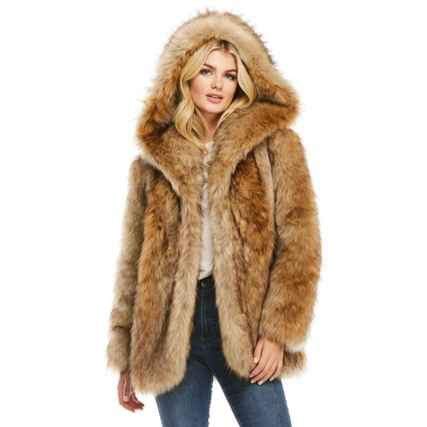 Coyote Faux Fur Hooded Coat