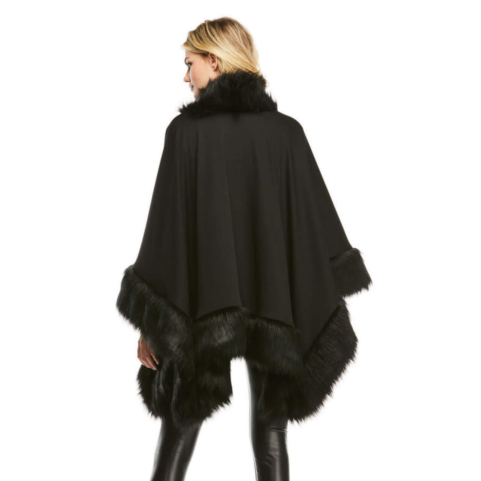 Fabulous Furs Black Fox Faux Fur-Trimmed Shawl